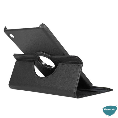 Microsonic Samsung Galaxy Tab A11 Kılıf 360 Rotating Stand Deri Gümüş