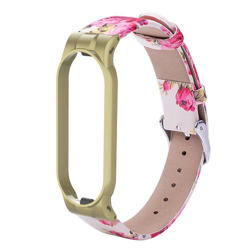 Microsonic Xiaomi Mi Band 5 Kordon Flowers Wrist Strap Gold