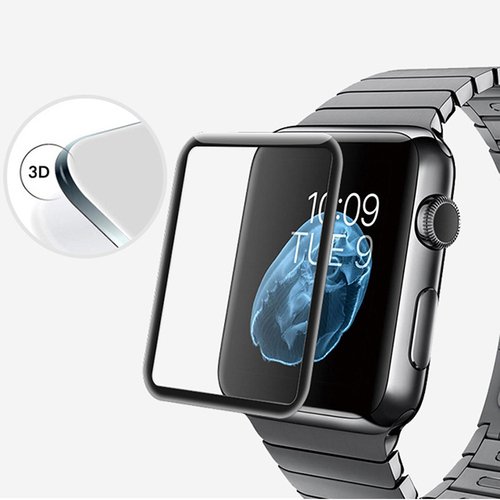 Microsonic Apple Watch Series 3 42mm 3D Kavisli Temperli Cam Full Ekran koruyucu Kırılmaz Film Siyah