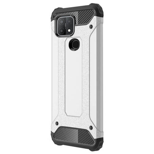 Microsonic Oppo A15s Kılıf Rugged Armor Gümüş