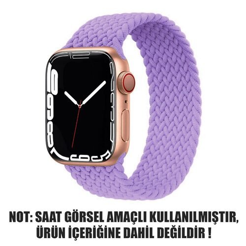 Microsonic Apple Watch Series 7 45mm Kordon, (Medium Size, 147mm) Braided Solo Loop Band Lila