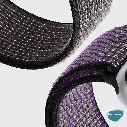 Microsonic Amazfit GTR 3 Hasırlı Kordon Woven Sport Loop Mor