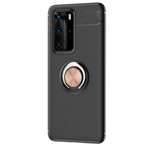 Microsonic Huawei P40 Pro Kılıf Kickstand Ring Holder Siyah Rose