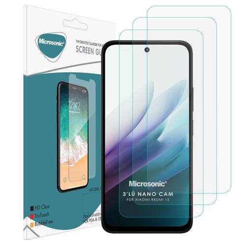 Microsonic Xiaomi Redmi 15 Screen Protector Nano Glass Cam Ekran Koruyucu (3`lü Paket)