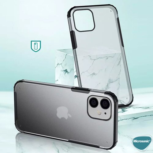 Microsonic Apple iPhone 12 Kılıf Frosted Frame Lacivert