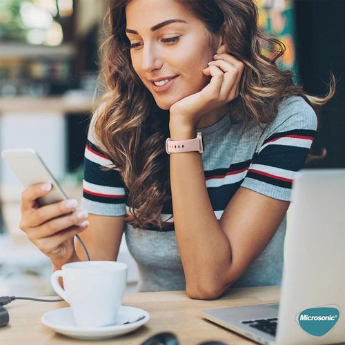 Microsonic Apple Watch SE 3 44mm Kordon ActiveFlex Wristband Beyaz