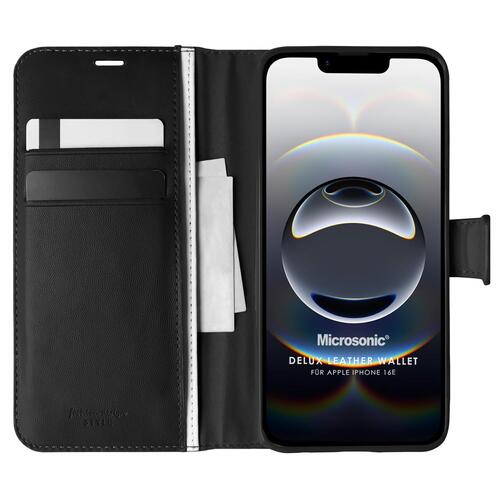 Microsonic Apple iPhone 17e Kılıf Delux Leather Wallet Siyah