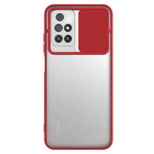 Microsonic Xiaomi Redmi 10 2022 Kılıf Slide Camera Lens Protection Kırmızı