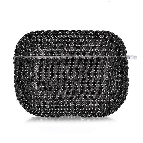 Microsonic Apple Airpods 4.Nesil / ANC Kılıf Diamond Swarovski Görünümlü Taşlı Siyah