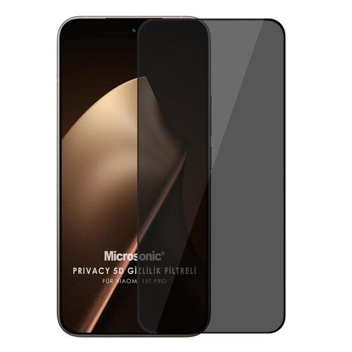 Microsonic Xiaomi 15T Pro Privacy 5D Gizlilik Filtreli Cam Ekran Koruyucu Siyah