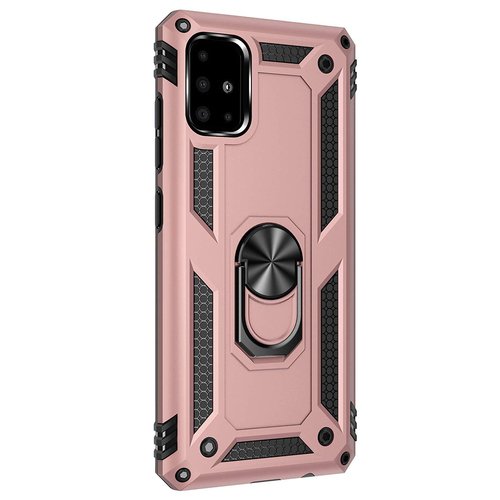 Microsonic Samsung Galaxy A71 Kılıf Military Ring Holder Rose Gold