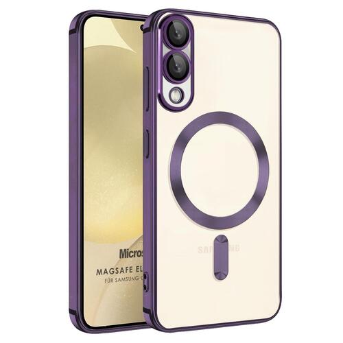 Microsonic Samsung Galaxy S25 Edge Kılıf MagSafe Luxury Electroplate Mor