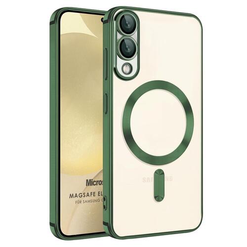 Microsonic Samsung Galaxy S25 Edge Kılıf MagSafe Luxury Electroplate Koyu Yeşil