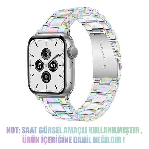 Microsonic Apple Watch Series 11 46mm Kordon Stainless Transparent Clear Çok Renkli