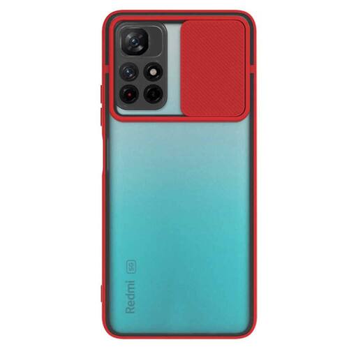 Microsonic Xiaomi Redmi Note 11 Kılıf Slide Camera Lens Protection Kırmızı