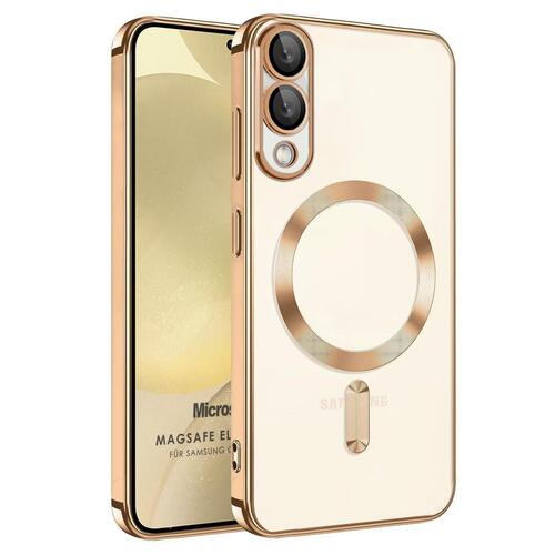 Microsonic Samsung Galaxy S25 Edge Kılıf MagSafe Luxury Electroplate Gold