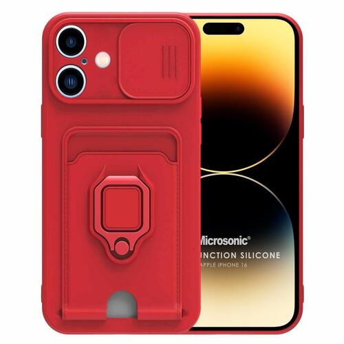 Microsonic Apple iPhone 16 Kılıf Multifunction Silicone Kırmızı