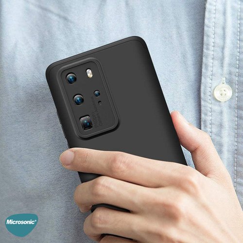 Microsonic Huawei P40 Pro Kılıf Double Dip 360 Protective Siyah Mavi