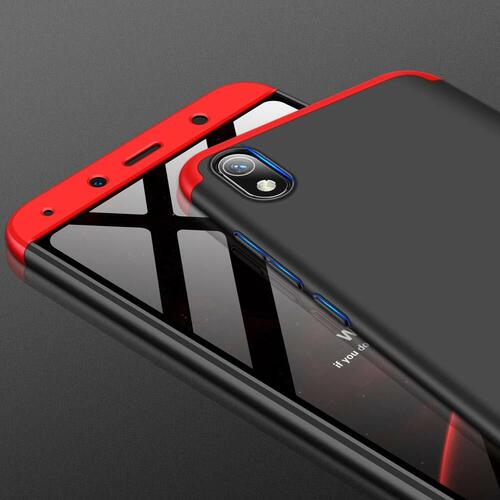 Microsonic Xiaomi Redmi 7A Kılıf Double Dip 360 Protective Siyah Kırmızı