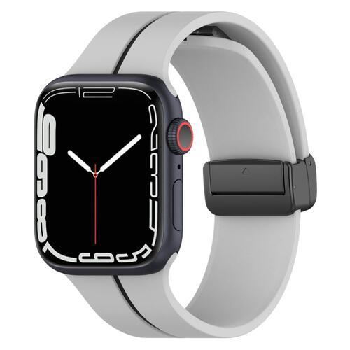 Microsonic Apple Watch Series 11 46mm Kordon Ribbon Line Gri Siyah