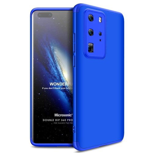 Microsonic Huawei P40 Pro Kılıf Double Dip 360 Protective Mavi