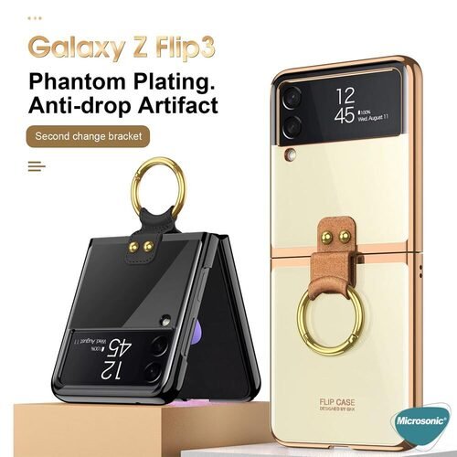 Microsonic Samsung Galaxy Z Flip 3 Kılıf Ring Loft Clear Şeffaf