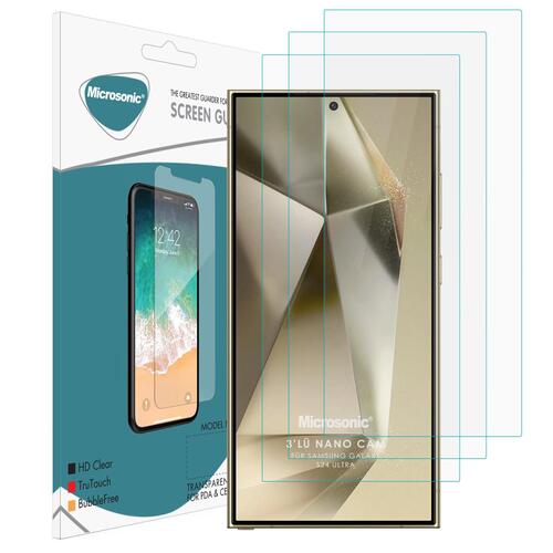 Microsonic Samsung Galaxy S24 Ultra Screen Protector Nano Glass Cam Ekran Koruyucu (3`lü Paket)