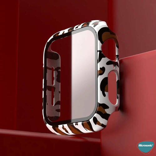 Microsonic Apple Watch SE 44mm Kılıf Hard Full Protective Cover Bumper Zebra