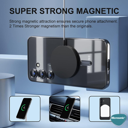 Microsonic Samsung Galaxy A55 Kılıf MagSafe Luxury Electroplate Siyah