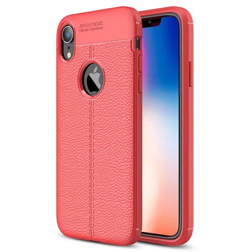 Microsonic Apple iPhone XR (6.1'') Kılıf Deri Dokulu Silikon Kırmızı