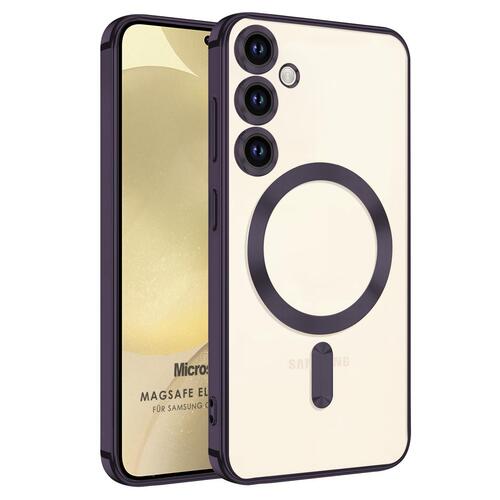 Microsonic Samsung Galaxy A55 Kılıf MagSafe Luxury Electroplate Mor