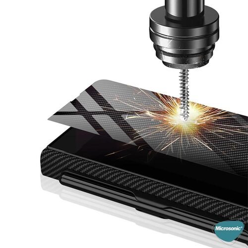 Microsonic Samsung Galaxy Z Fold 3 Kılıf Pencil Carbon BookStyle Siyah