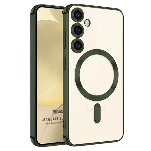 Microsonic Samsung Galaxy A55 Kılıf MagSafe Luxury Electroplate Koyu Yeşil