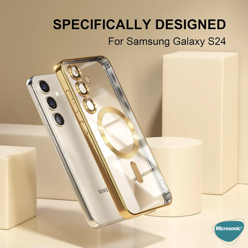 Microsonic Samsung Galaxy A55 Kılıf MagSafe Luxury Electroplate Koyu Yeşil