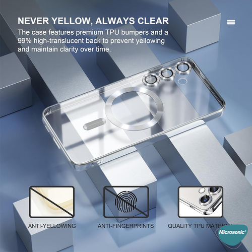 Microsonic Samsung Galaxy A55 Kılıf MagSafe Luxury Electroplate Gold