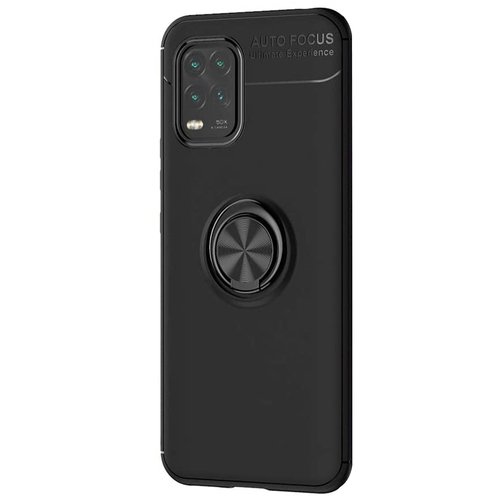 Microsonic Xiaomi Mi 10 Lite Kılıf Kickstand Ring Holder Siyah
