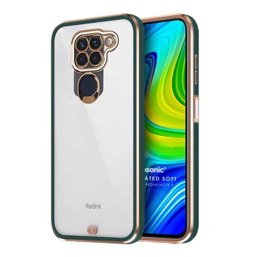 Microsonic Xiaomi Redmi Note 9 Kılıf Laser Plated Soft Koyu Yeşil