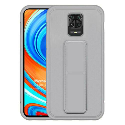 Microsonic Xiaomi Redmi Note 9 Pro Max Kılıf Hand Strap Gri