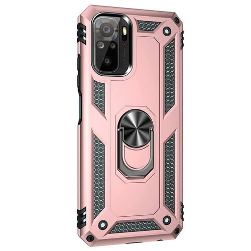 Microsonic Xiaomi Redmi Note 10S Kılıf Military Ring Holder Rose Gold