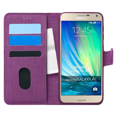 Microsonic Samsung Galaxy A7 Kılıf Fabric Book Wallet Mor