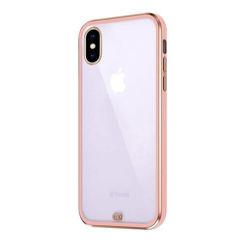 Microsonic Apple iPhone X Kılıf Laser Plated Soft Pembe