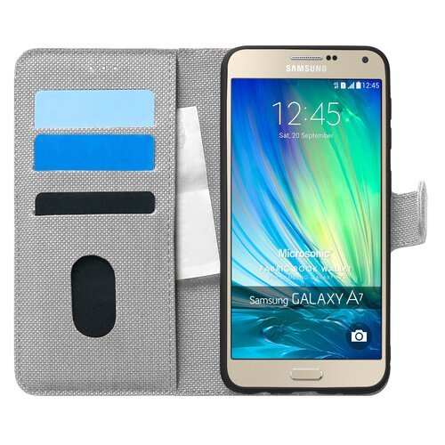 Microsonic Samsung Galaxy A7 Kılıf Fabric Book Wallet Gri