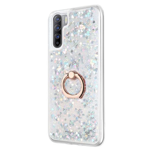 Microsonic Oppo Reno 3 Kılıf Glitter Liquid Holder Gümüş