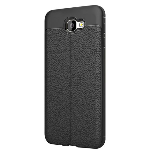 Microsonic Samsung Galaxy J7 Prime Kılıf Deri Dokulu Silikon Siyah