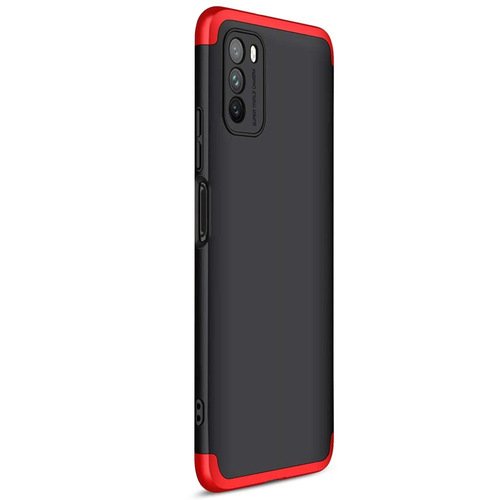 Microsonic Xiaomi Poco M3 Kılıf Double Dip 360 Protective Siyah Kırmızı