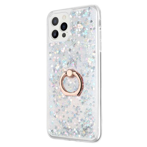 Microsonic Apple iPhone 12 Pro Max Kılıf Glitter Liquid Holder Gümüş