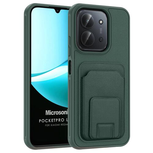Microsonic Xiaomi Redmi 15C Kılıf PocketPro Litchi Koyu Yeşil