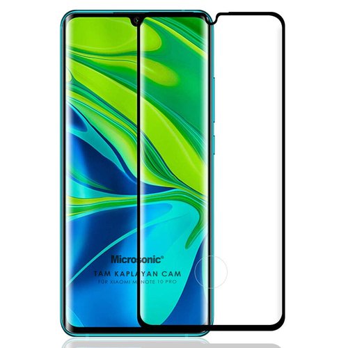 Microsonic Xiaomi Mi Note 10 Pro Tam Kaplayan Temperli Cam Ekran Koruyucu Siyah