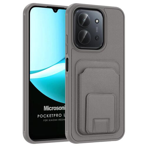 Microsonic Xiaomi Redmi 15C Kılıf PocketPro Litchi Gri