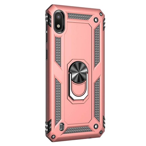 Microsonic Samsung Galaxy A10 Kılıf Military Ring Holder Rose Gold